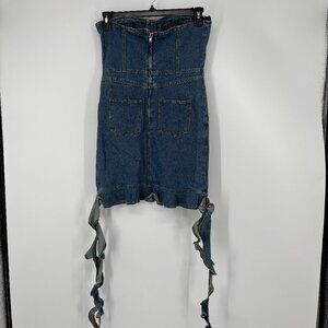 Another Mode Women's Jellyfish Strapless Corset Denim Mini Dress Blue Size M NWT